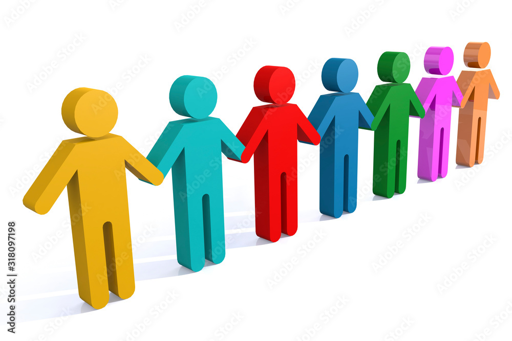 Puppet hold hand on a line. Friendship concept Puppet hold hand on a line. Friendship concept