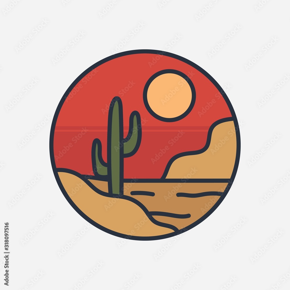 simple logo badge desert design, for t-shirt prints, patches, emblems, posters, badges and labels and other uses simple logo badge desert design, for t-shirt prints, patches, emblems, posters, badges and labels and other uses