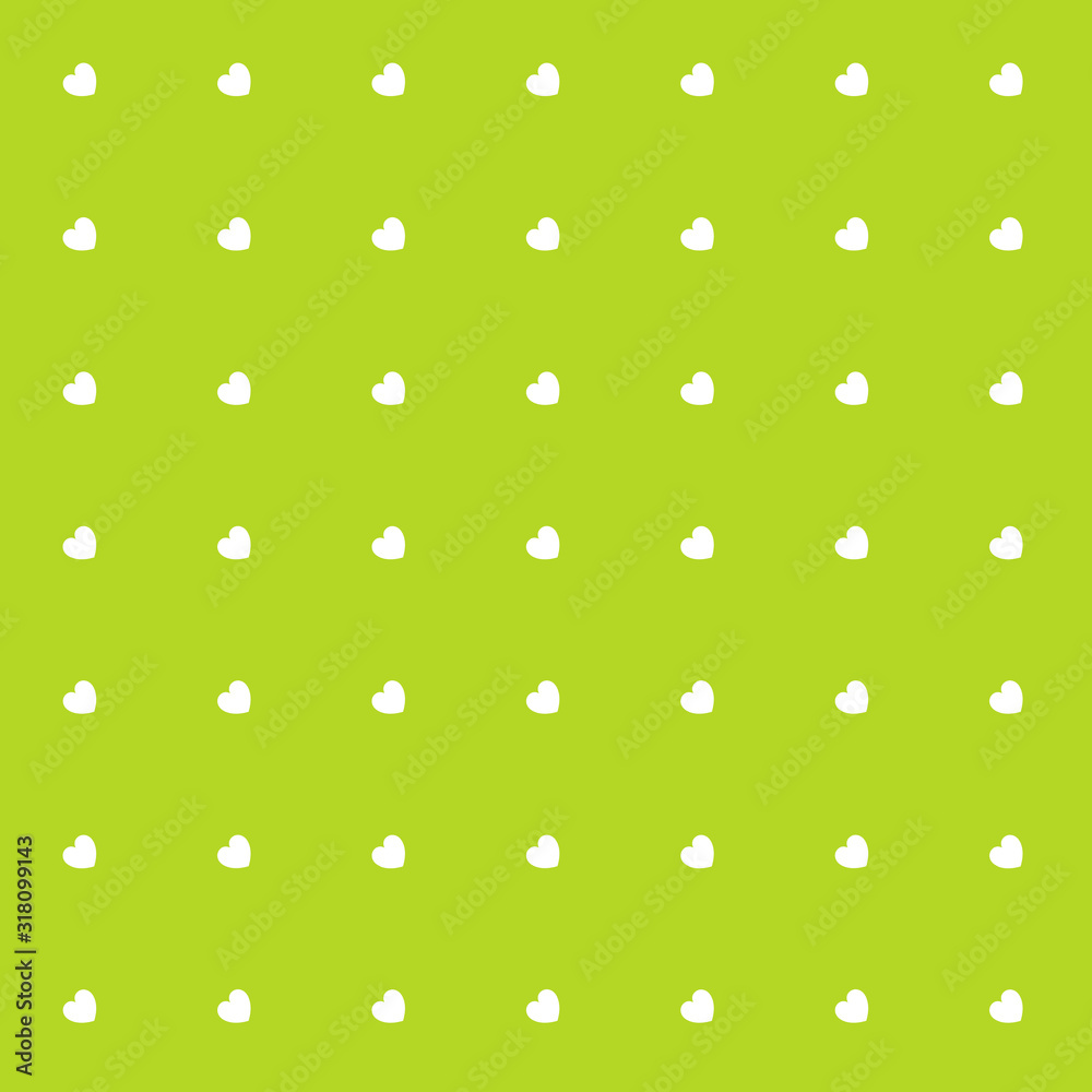 Romantic Green Seamless Polka Hearts Vector Pattern Background for Valentine Day or Mother's Day. Poster, Flier, Invitation, Wrapping Paper, Greeting Card or Banner.