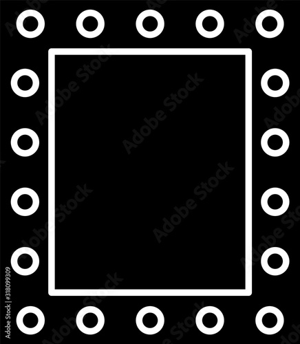 Black Makeup mirror with lights icon isolated on white background. Vector Illustration