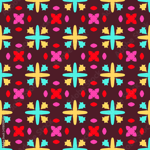 Seamless pattern with bright colorful geometric ornament.