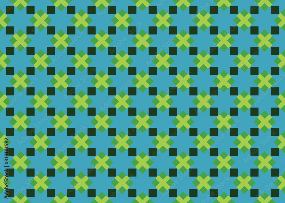 Seamless geometric pattern design illustration. Background texture. In green, blue colors. Seamless geometric pattern design illustration. Background texture. In green, blue colors.