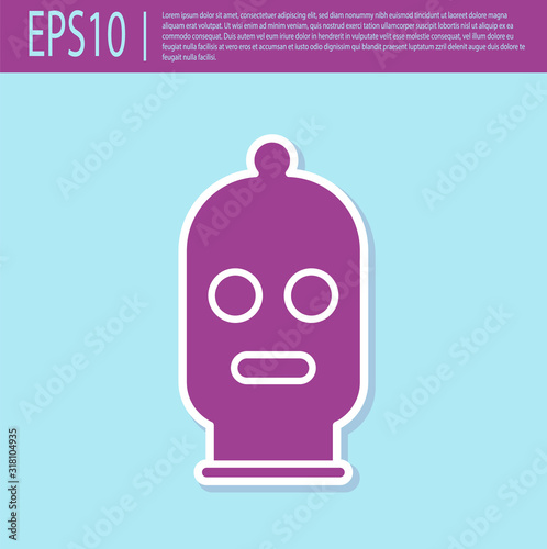Retro purple Balaclava icon isolated on turquoise background. A piece of clothing for winter sports or a mask for a criminal or a thief. Vector Illustration