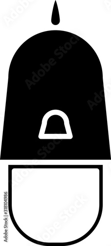 Black Police cap with cockade icon isolated on white background. Police hat sign. Vector Illustration