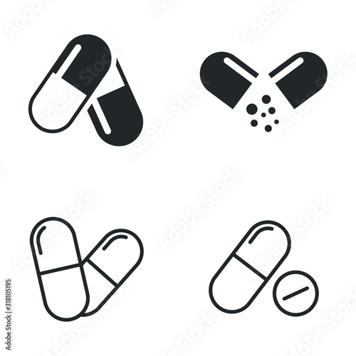capsule icon template color editable. medicine symbol vector sign isolated on white background illustration for graphic and web design. photo