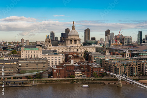 Elevated View of the City of London on  the Other Side of Thames River, With St. Paul's Cathedral Rising Above All the Other Buildings © Donatas Dabravolskas