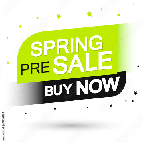 Pre-Order Spring Sale banner design template, discount tag, vector illustration