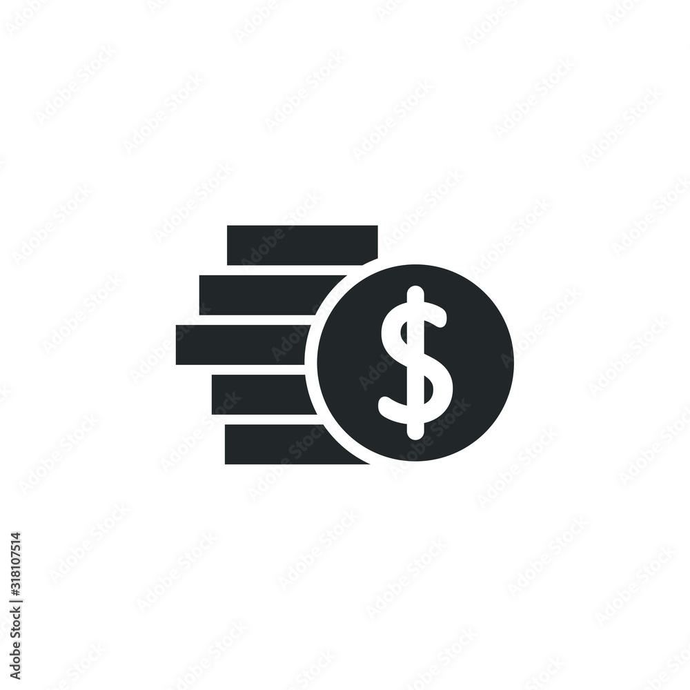 Coin icon template color editable. Coin symbol vector sign isolated on white background illustration for graphic and web design.