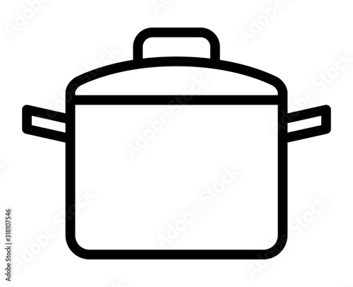 Cooking pot or stockpot / stock pot line art vector icon for cooking apps and websites