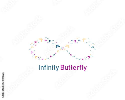 Initial infinity Butterfly pattern awesome beauty logo