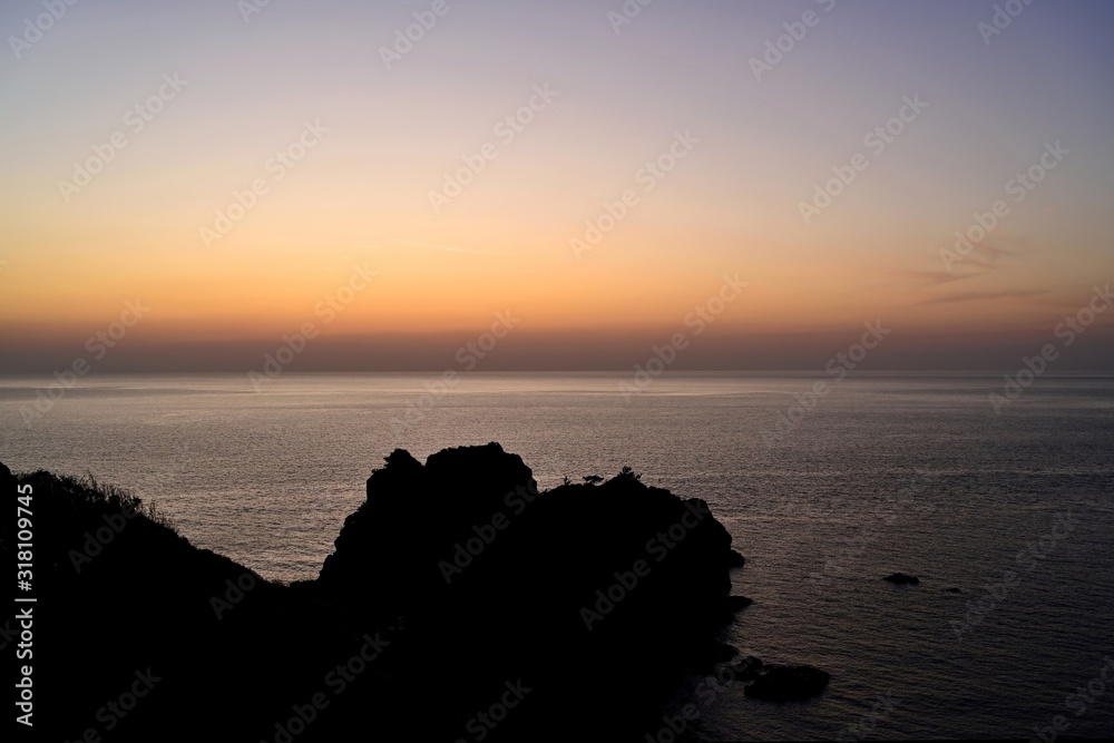 鬼海ヶ浦展望所から見た日没直後の東シナ海の情景＠天草、熊本