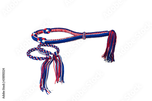 Valokuvatapetti .Mongkol and Pra Jiad with stripes, red, white, blue, are isolated on white back