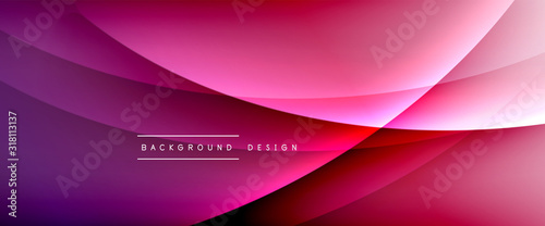 Wave liquid style lines with shadows and light on gradient background. Trendy simple fluid color gradient abstract background with dynamic straight shadow line effect