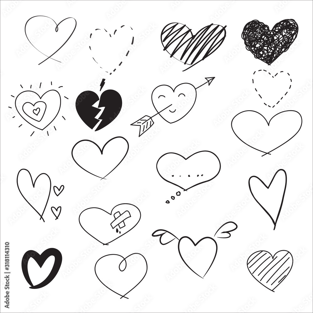 heart hand drawn doodle Valentine's Day cute vector set heart hand drawn doodle Valentine's Day cute vector set