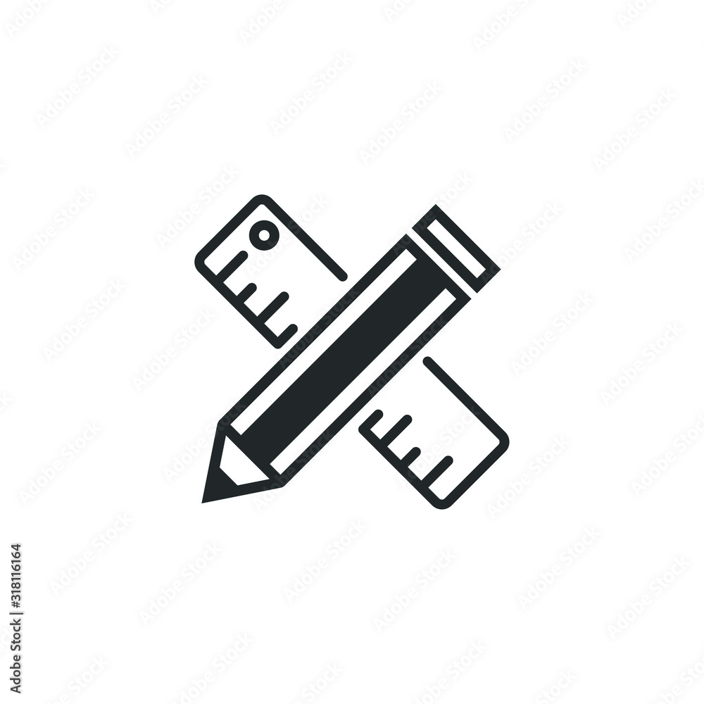 Pencil and ruler icon template color editable. Pencil and ruler symbol vector sign isolated on white background illustration for graphic and web design. Pencil and ruler icon template color editable. Pencil and ruler symbol vector sign isolated on white background illustration for graphic and web design.
