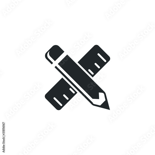 Pencil and ruler icon template color editable. Pencil and ruler symbol vector sign isolated on white background illustration for graphic and web design.