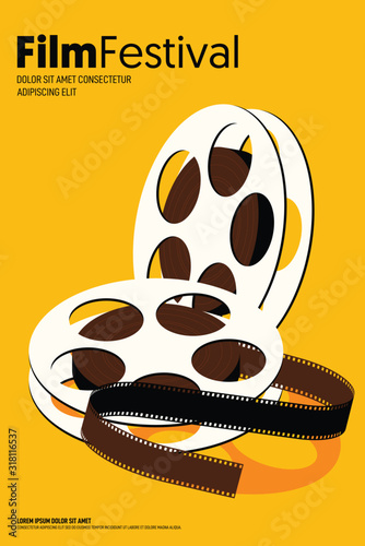 Movie and film poster design template background modern vintage retro style