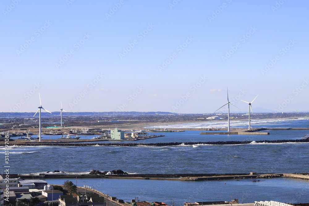 Aerial view from Choshi port tower / The Pacific Aerial view from Choshi port tower / The Pacific