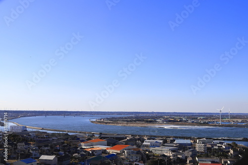 Aerial view from Choshi port tower / The Pacific