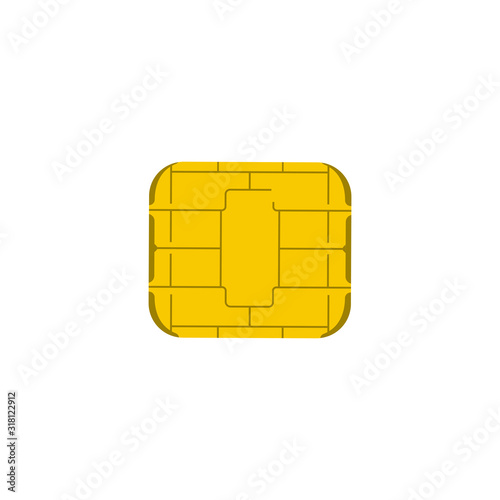 EMV chip icon for bank plastic credit or debit charge card. 