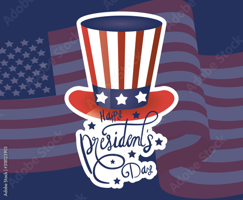 presidents day poster with usa tophat
