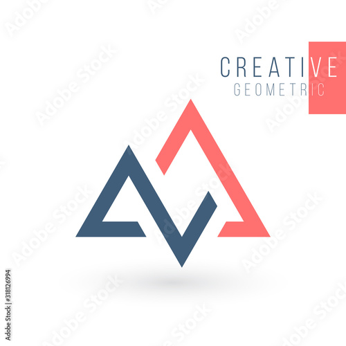 Design triangle, stock arrows up and down logo vector template. Can be used as corporate identity for construction, factories, communications, electronics, or creative design concepts. 
