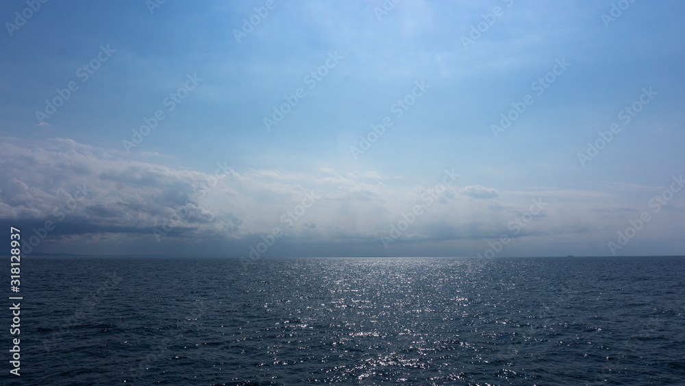 beautiful blue sky and clouds with sunlight