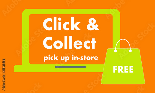 Click & Collect vector illustration of Internet shopping