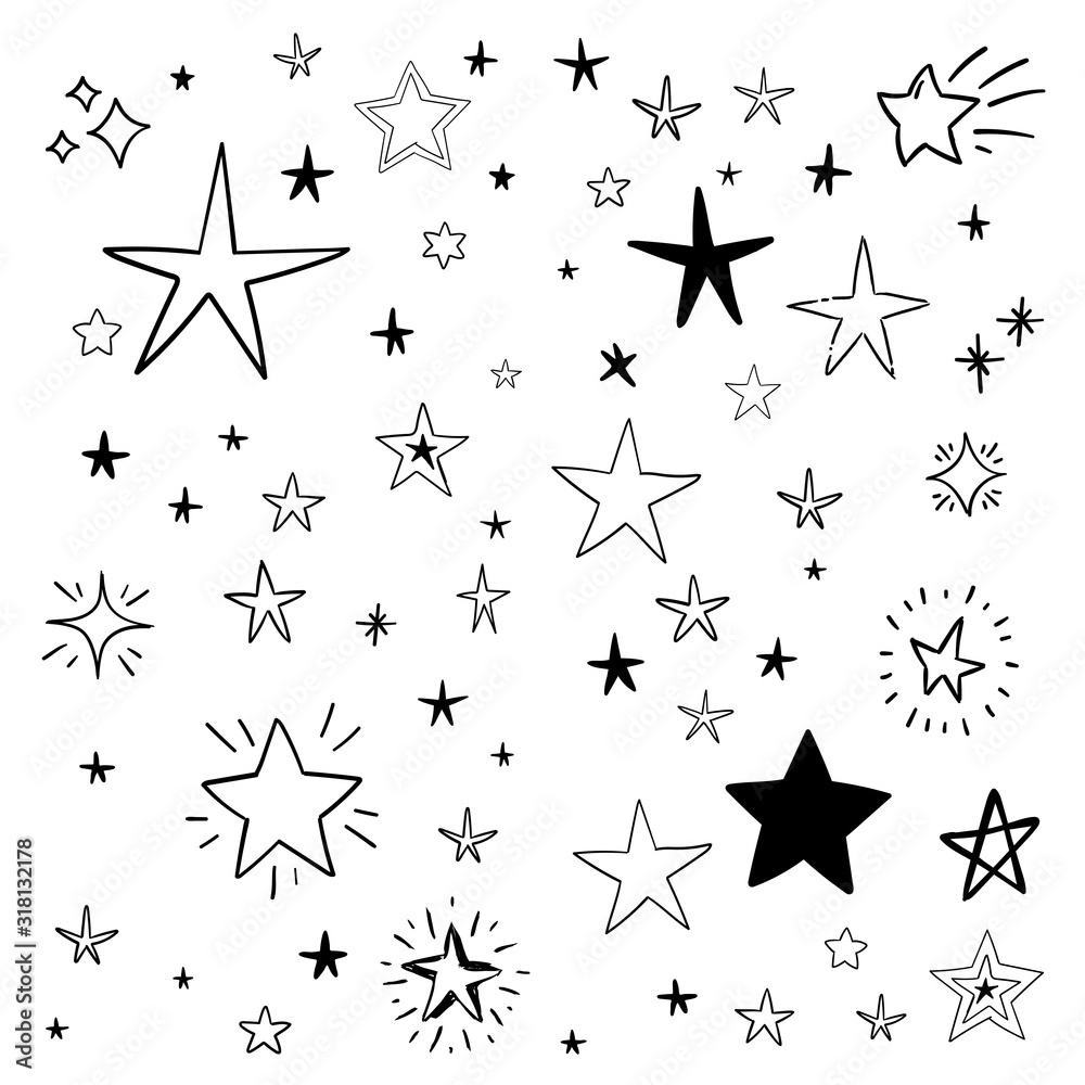 Star doodle collection. Cute hand drawn stars set. Star doodle collection. Cute hand drawn stars set.