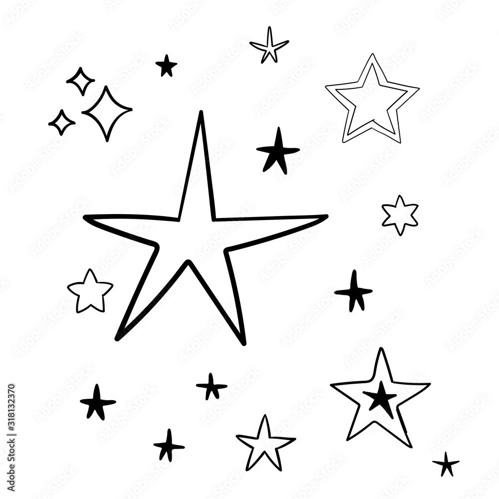Star doodle collection. Cute hand drawn stars set. Star doodle collection. Cute hand drawn stars set.