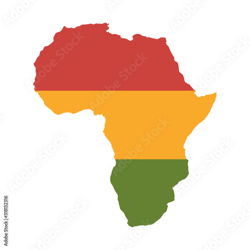 Colored Continent Of Africa Isolated On white Background