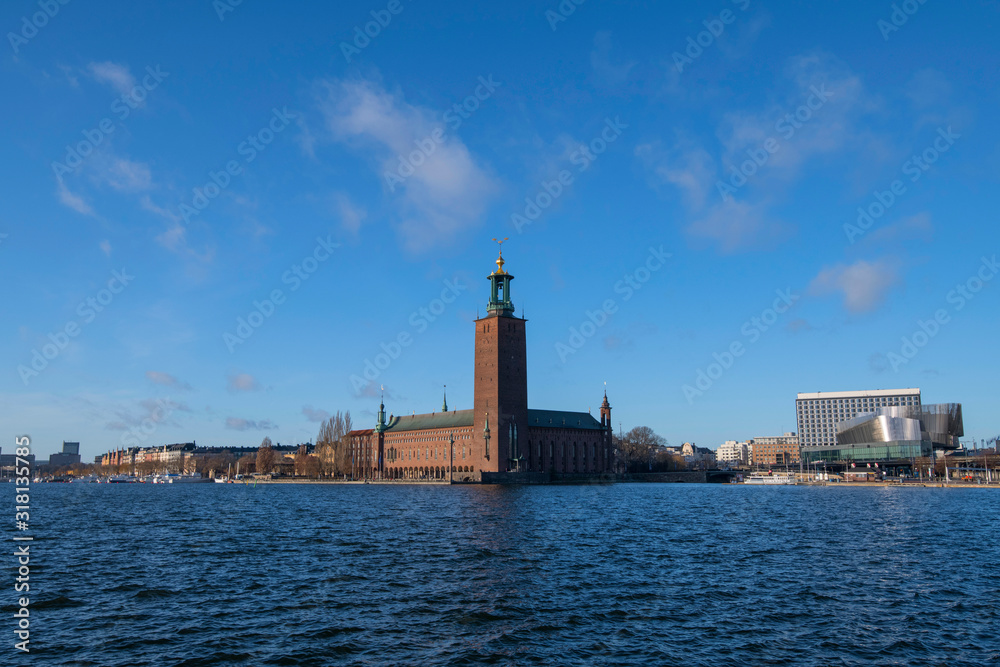 Stockholm Town City Hall a winter day. 