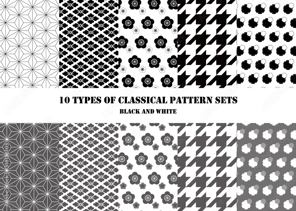 10-types-of-classical-patterns-sets(Black-and-white)2