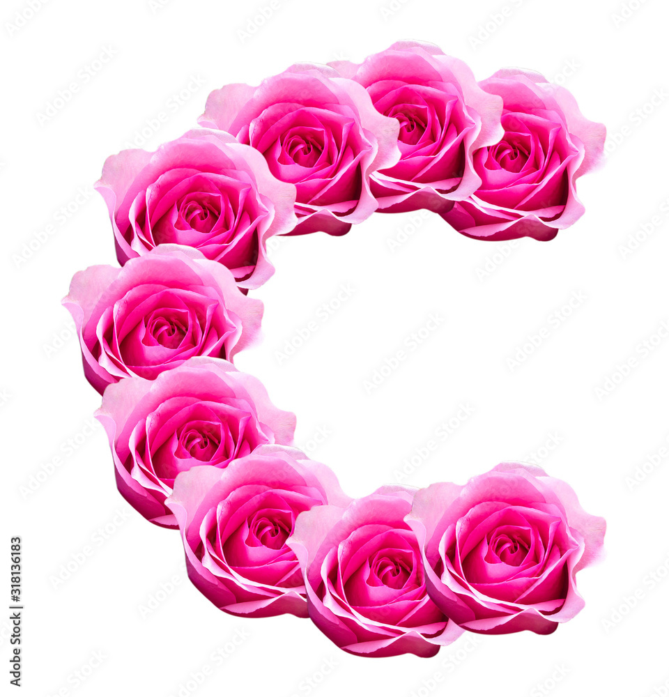 rose letters isolated on white background.