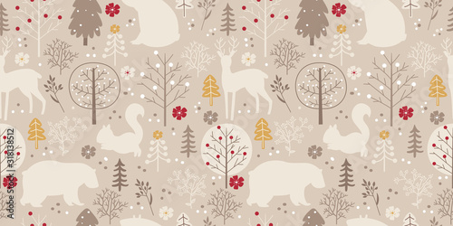 adorable animal illustration seamless pattern for kids project, fabric, scrapbooking, crafting, invitation and many more