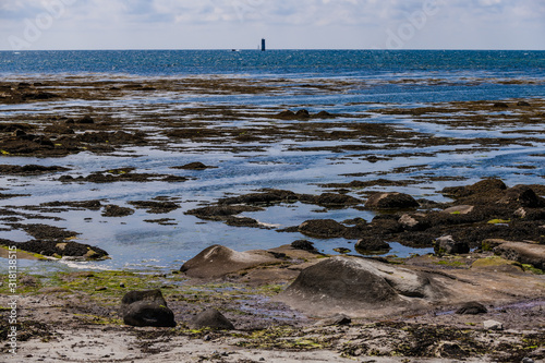 Landscape near the lighthouse Eckmuhl. Penmarsh Peninsula.  Brittany. France