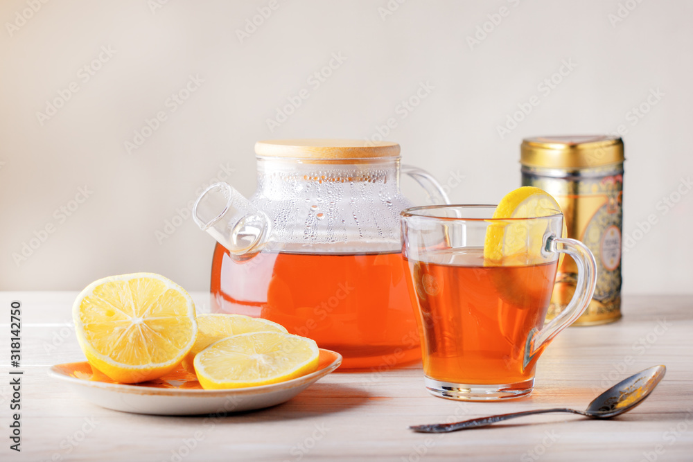 Hot tea with lemon. Healthy drink concept. Hot tea with lemon. Healthy drink concept.
