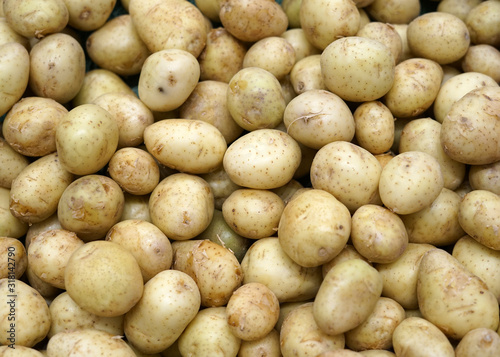 Fresh potatoes in the supermarket for sale