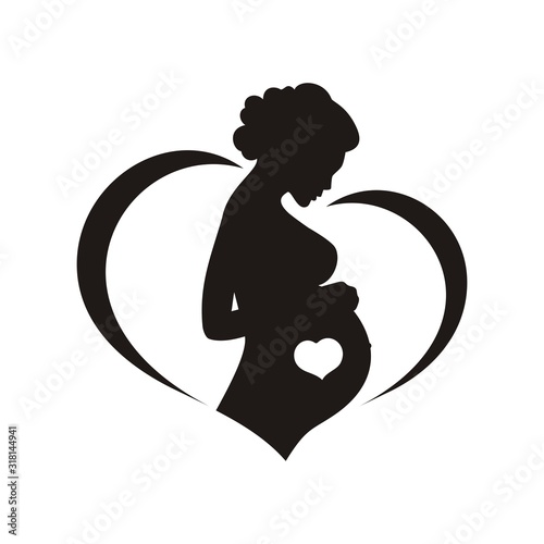 Silhouette of a pregnant young girl