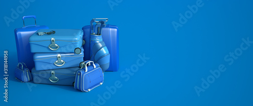 Blue pile of luggage