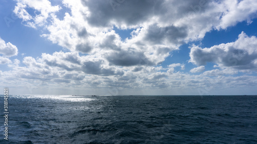 beautiful sea view and clouds take on ship