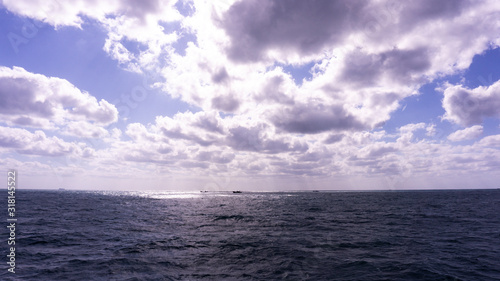 beautiful sea view and clouds take on ship