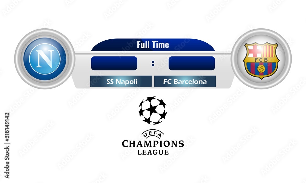 Vector illustration of Uefa Champions League match - SS Napoli vs FC  Barcelone. Football match result for editorial use. Stock Vector | Adobe  Stock