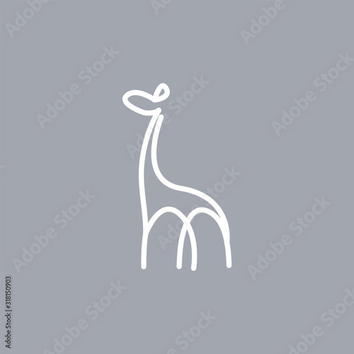 giraffe line logo design vector illustration