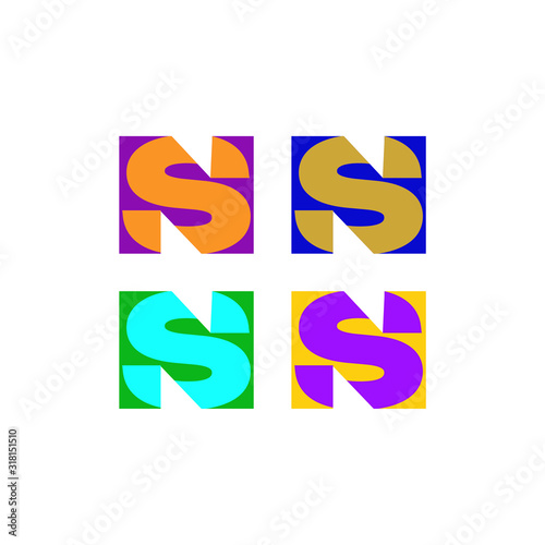  initial N S letter logo design