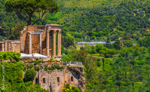 Rome local landmark of Tivoli - Lazio region of Italy - Temple of Vesta Circular Temple roman temple symbol photo