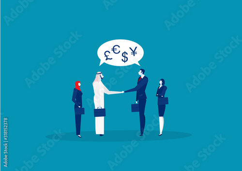 Arabic business shakes hand for trade internatioal concept.vector photo