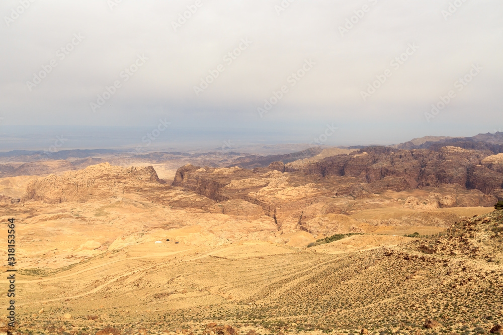Arabah valley desert panorama with mountains in Jordan Arabah valley desert panorama with mountains in Jordan