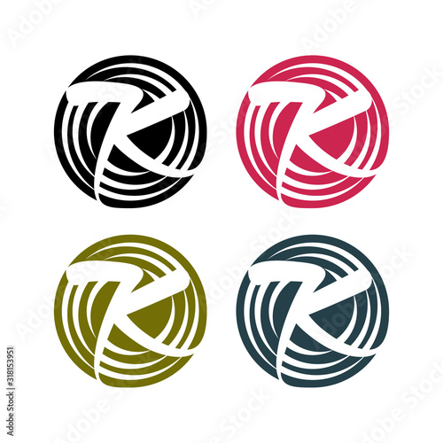 k letter logo initial spinning symbol circle icon