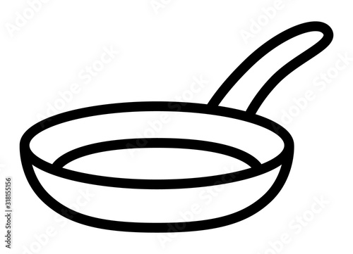 Frying pan skillet or frypan line art vector icon for cooking apps and websites
